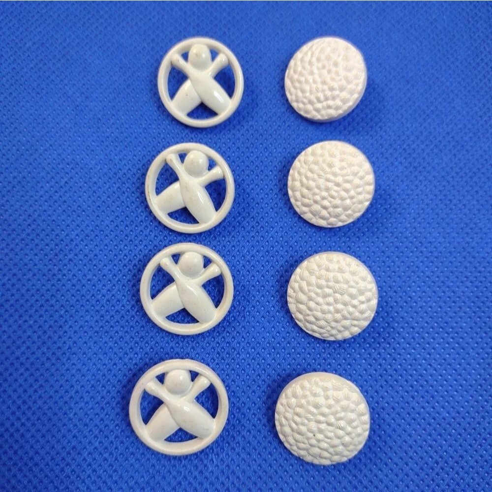 Bowling Buttons Shank Attach White Vintage Lot of 8 buttons